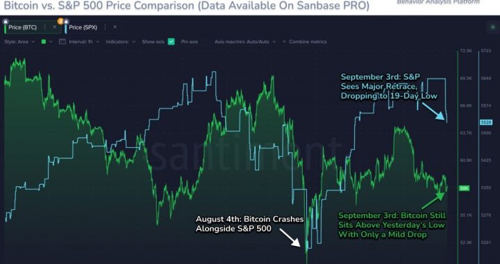 Bitcoin (BTC) Data Reveals Less Sensitivity To Equities Volatility: A Sign Of Strength?