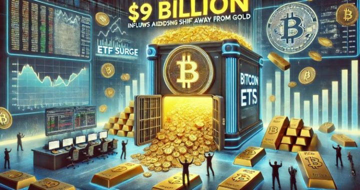 Bitcoin ETFs See $9 Billion Inflows Amid Escalating Shift Away From Gold