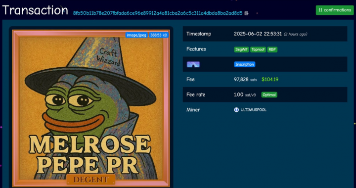 Leading OnChain Comms Agency Melrose PR Joins Decentralized Gentleman’s Club with Rare Pepe Inscription on Bitcoin