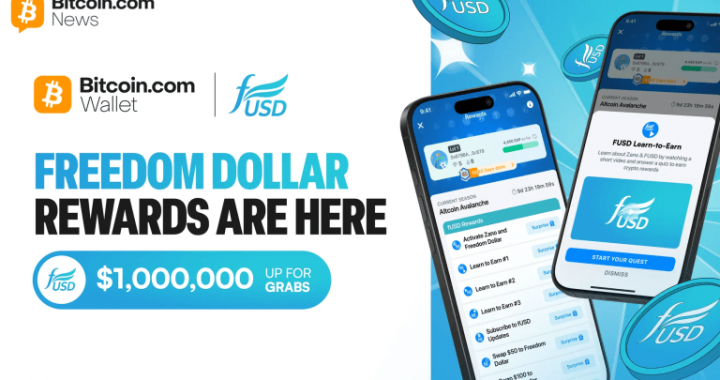 Bitcoin.com Launches $1M Freedom Dollar (fUSD) Rewards Campaign to Accelerate Adoption of Private, Censorship-Resistant Payments