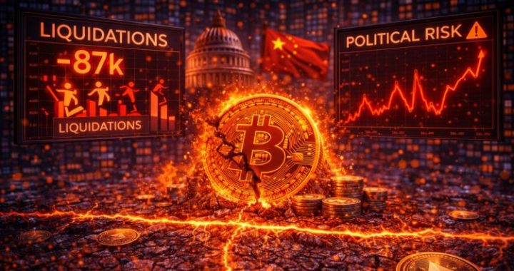 Bitcoin Breaks Below $87K As Political Risk Spikes – Liquidations Reveal The Real Driver