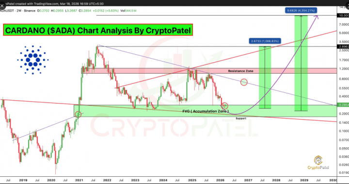 Cardano Could Rocket 1,000% From Extended Accumulation Area, Analyst Says