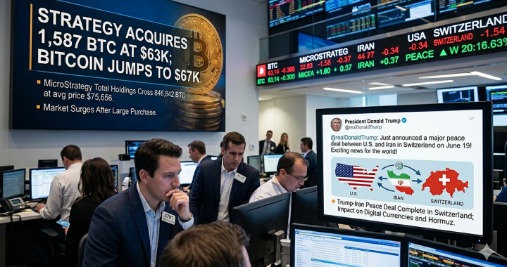 Strategy buys 1,587 BTC at $63K; Bitcoin jumps to $67K.