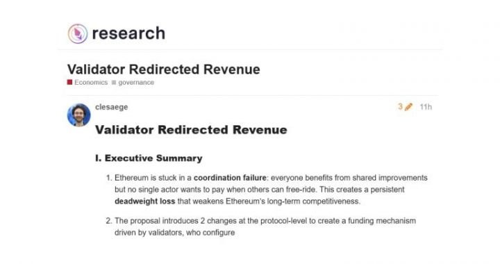 Ethereum Infrastructure Funding: Kleros Founder Proposes Protocol-Level Validator Redirect Rate