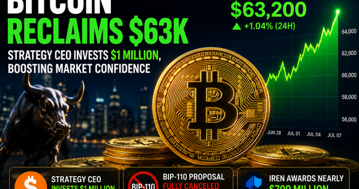 Crypto Market Rebounds in July as Bitcoin Crosses $63K Amid Major Industry Developments