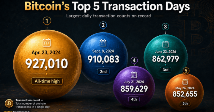 Bitcoin Transactions per Day Rebound in 2026, Reaching Third-Busiest Day Ever