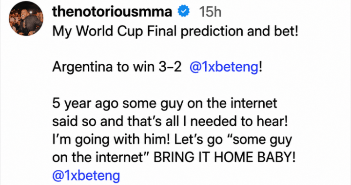 Former UFC Champion Conor McGregor Risks $100K on Viral 3-2 World Cup Prophecy With a $3.6M Payday
