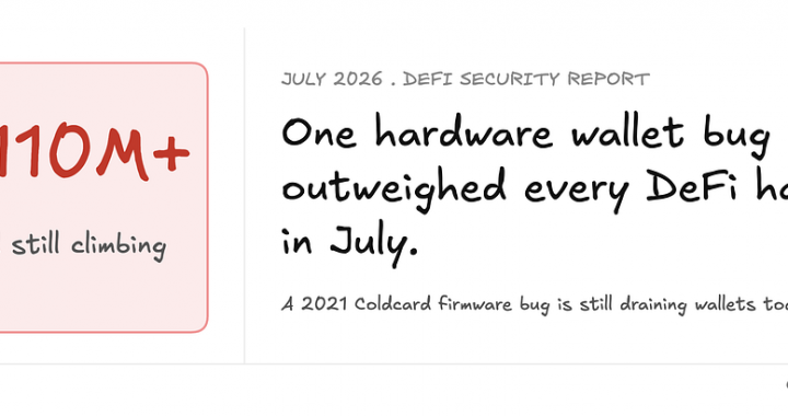 July 2026 Crypto Hacks: $242M+ Lost as a Hardware Wallet Bug Outweighed Every DeFi Exploit