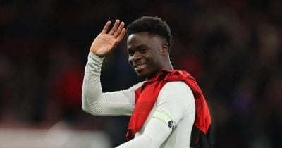 Arsenal opens Premier League title defense with 2-0 win as Bukayo Saka finds the net
