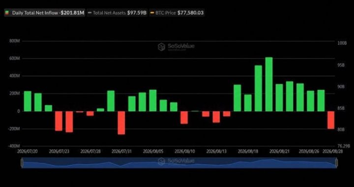 Bitcoin ETFs Snap 9-Day Streak With $202M Exit as Ether Gains $102M