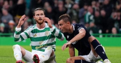 Celtic’s Kasper Hogh scores first-half hat-trick in league match