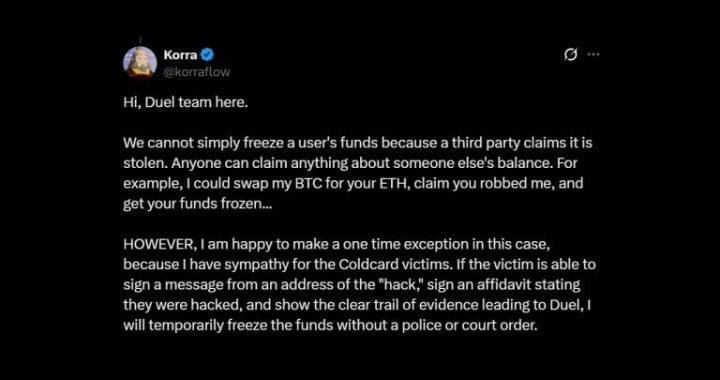 Galaxy Digital and Duel Casino Clash Over 230 ETH Linked to Coldcard Exploit