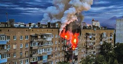 Russia strikes Kharkiv postal terminal, killing 1 and sparking fire