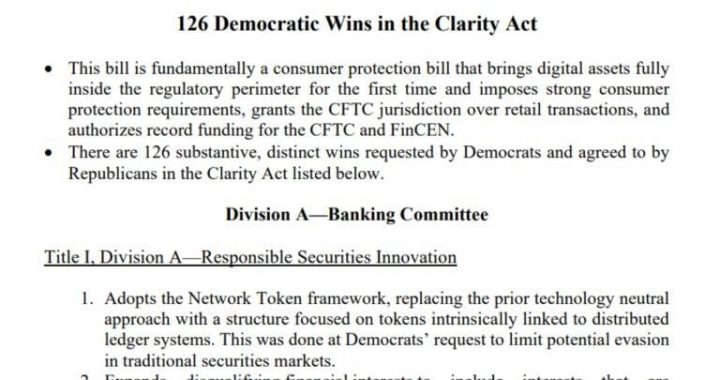 Final CLARITY Act Packs 126 Changes Requested by Senate Democrats