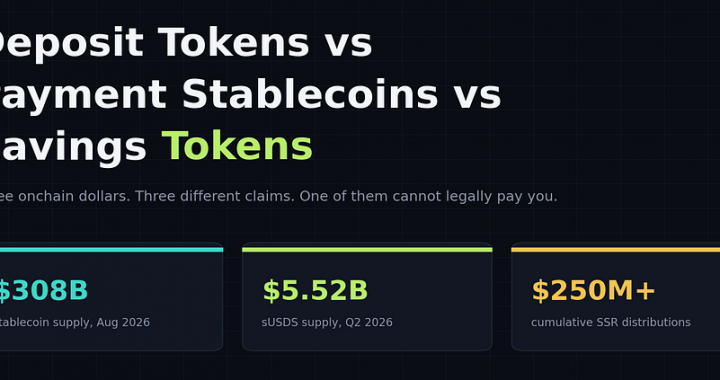 Deposit Tokens vs Payment Stablecoins vs Savings Tokens: The Three Onchain Dollars People Keep…
