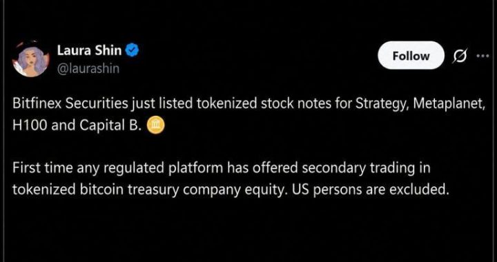 Bitfinex Puts Strategy, Metaplanet Stock Onchain in Tokenized First