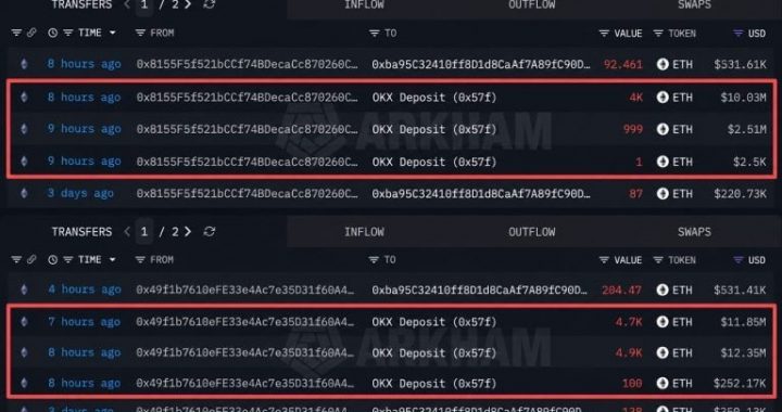 Ethereum Whale From 2021 Moves $37M Worth of ETH to OKX at a Loss