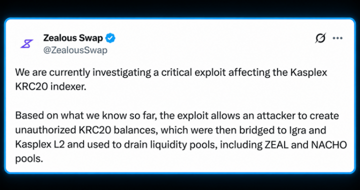 Kasplex KRC-20 Indexer Signature Bypass Drains Two Token Pools