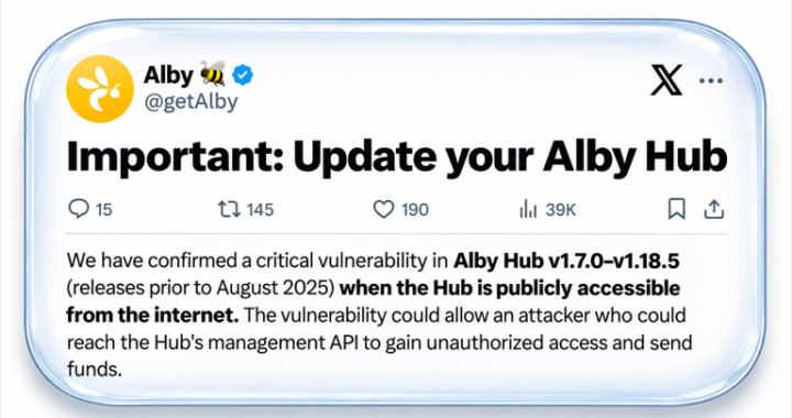 Lightning Security Alert: Alby Reveals Critical Hub Vulnerability