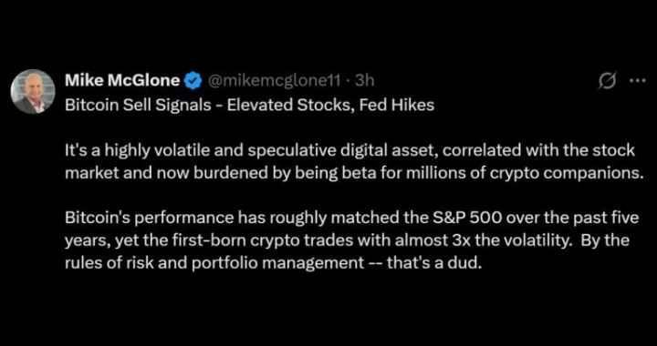 McGlone Warns SPX Pullback Could Send Bitcoin Price to $10K