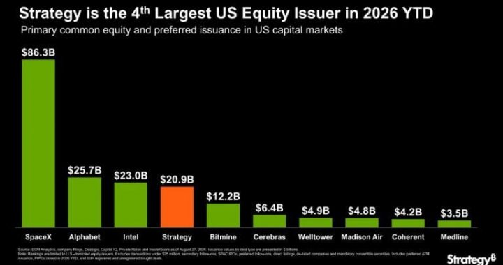 Strategy Joins SpaceX, Google, Intel as Top US Equity Issuers