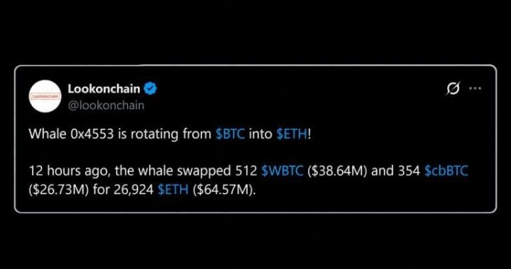 Whale Sells 866 BTC for 26,924 ETH Hours Before Bitcoin Price Tanked