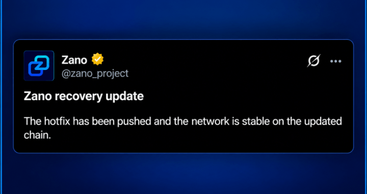 Zano Network Stabilizes After 30-Day Blockchain Rewind
