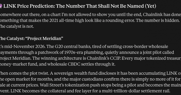Claude AI Predicts an Insane LINK Price With Hypothetical ‘Project Meridian’