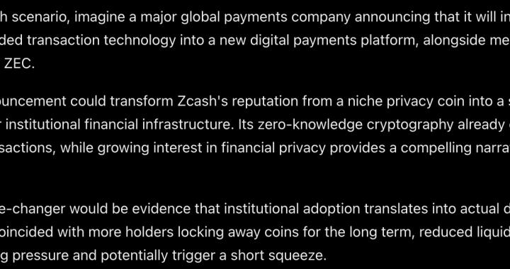 Elon Musk’s Grok AI Predicts an Explosive Move for Zcash (ZEC)