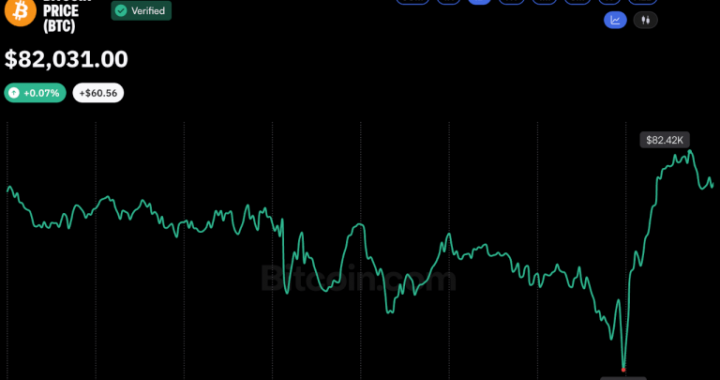 Bitcoin Price Rebounds Above $82K After Brief Dip Below $80K