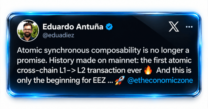 Ethereum Economic Zone Runs Atomic L1-L2 Transfer on Mainnet