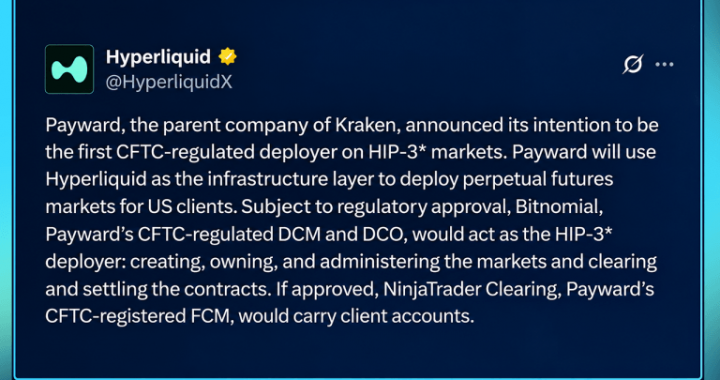 Kraken Parent Payward Eyes First CFTC-Regulated Hyperliquid Futures Market