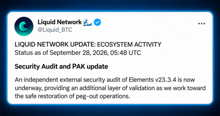 Liquid Network at 86% Backing as Bitcoin Redemption Freeze Drags On