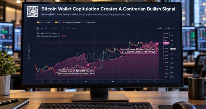 Bitcoin Bottom May Be Near as 30,000 Wallets Disappear: Santiment