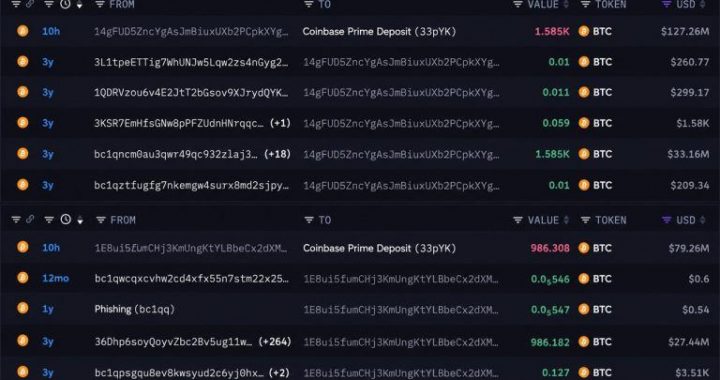 With Bitcoin Under $80k, Two Whales Send BTC Worth $206M to Coinbase