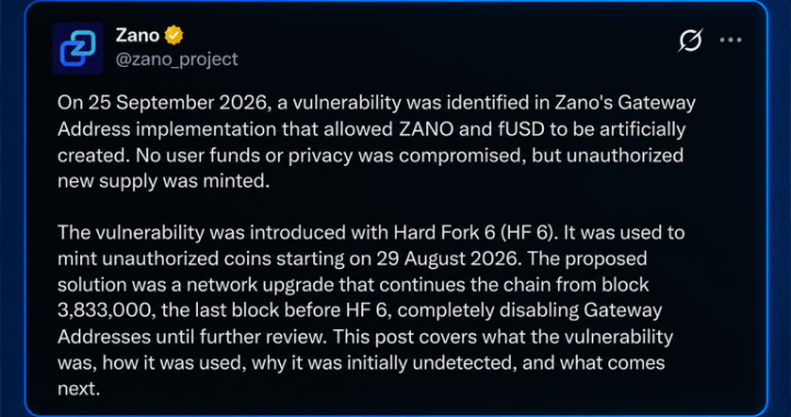 Zano Says Over $200M in Illicit Tokens Led to 30-Day Blockchain Rewind