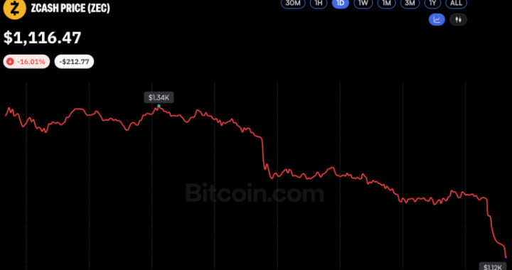Zcash Dives 16%, Falling Harder Than Bitcoin Amid Market Sell-Off